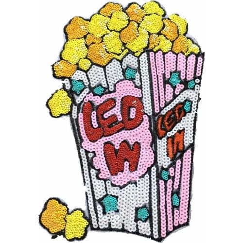 Patch Brand Iron on Popcorn Embroidery Patches for Clothes Dress Jeans DIY Sewing Accessories Led in Clothing Appliques Sticker