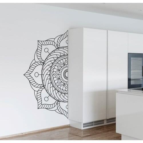 Mandala Half Vinyl Wall Decal for Nursery Playroom Flower Wall Sticker Home Decor Living Room Bedroom Headboard Decorate G189