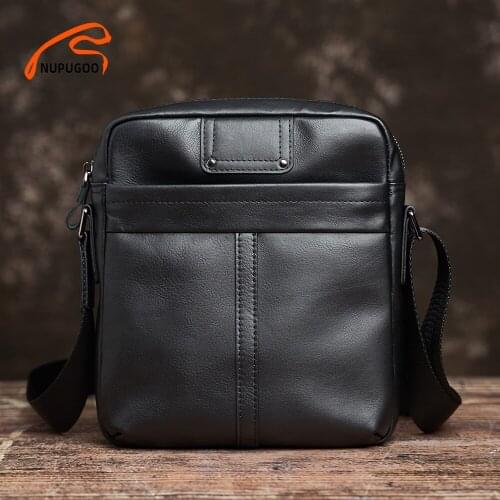 NUPUGOO Casual Men’s Shoulder Bag Genuine Leather Original Small Crossbody Bag Classic Trend Fashion Messenger For 7.9 Inch iPad