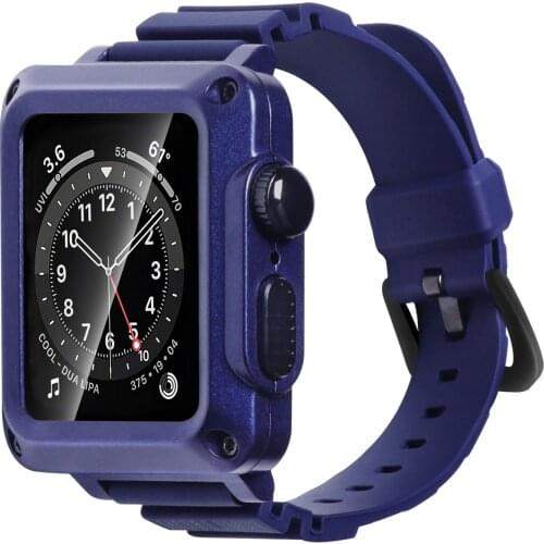 Shock Resistant Metal Case for Apple Watch 44mm 40mm 42mm 38mm Silicone Strap Cover for iwatch 6 5 4 SE 3 2 Watch Band + Case