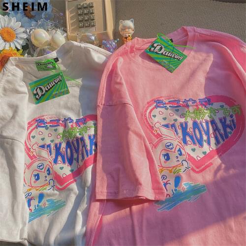 Anime Tees Summer Top Za Womens T-shirt Vintage Clothes Harajuku Japanese Style Kawaii Jk Girls Aesthetic Clothes Y2k Kuromied