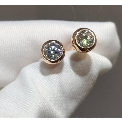 Inbeaut 18K Rose Gold Total 1ct Round Excellent Cut D Color Pass Diamond Test Moissanite Bubble Stud Earrings Moissanite Jewelry
