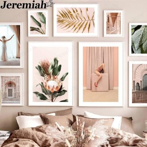 Nordic Plant Beauty Canvas Painting Mosque Banana Leaf Poster Picture Print Wall Art Modern Home Room Decoration