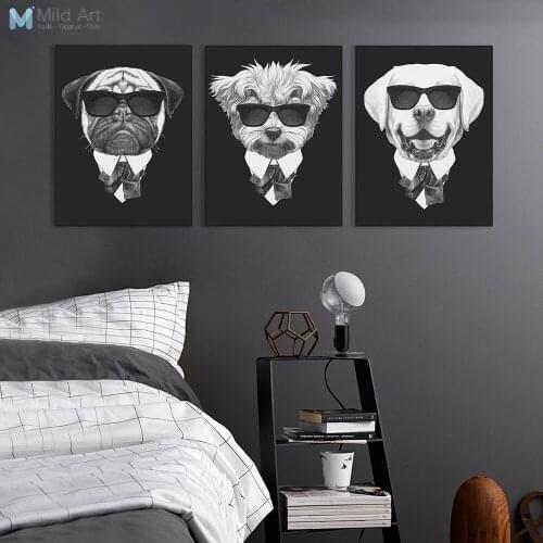Modern Black White Italy Mafia Fashion Animals Dog Cat Poster Prints A4 Vintage Wall Art Nordic Home Decor Canvas Painting Gifts
