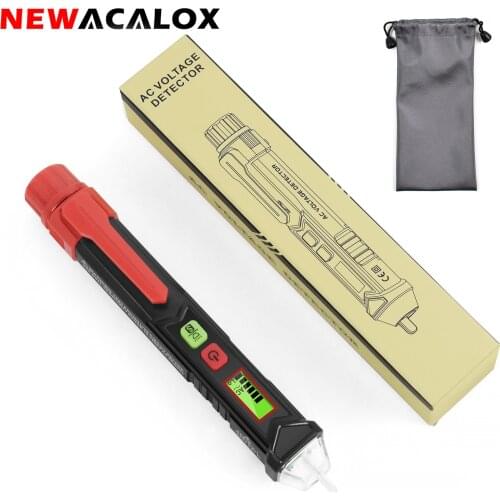 NEWACALOX Voltage Tester Non Contact AC Electricity Detect Pen 12V-1000V Dual Range with LCD Display LED Flashlight Buzzer Alar