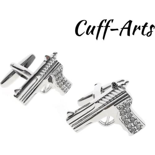 Copper Quality enamel Crystal Pistols Gun Cufflinks Top Brand Mens French Shirt Cufflinks By Cuffarts C10508