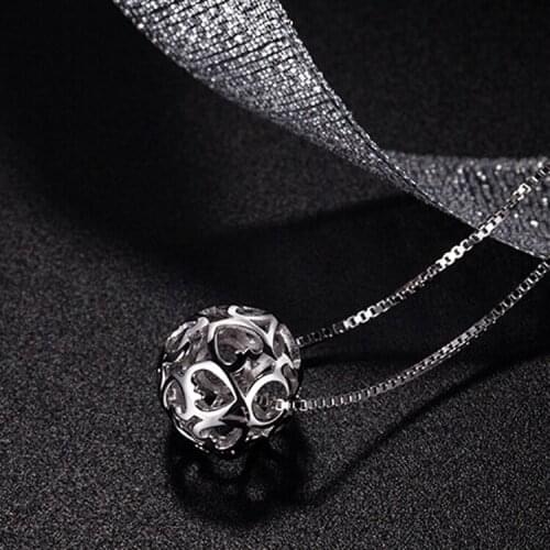 925 Sterling Silver Exquisite ball Necklaces & Pendants For Women High Quality Sterling-silver-jewelry Silver ornament