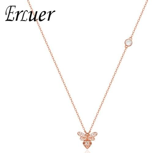 ERLUER Necklaces For Women Girl bee charm pendants crystal fashion jewelry lady zircon Chain necklace Valentines Gift jewellery