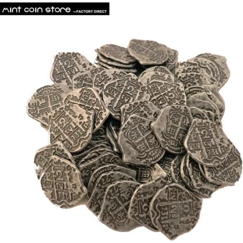 European Treasure Spain Doubloon gold coin , Caribbean series pirate movie coin Difference colors coins treasure game 1pcs/lot