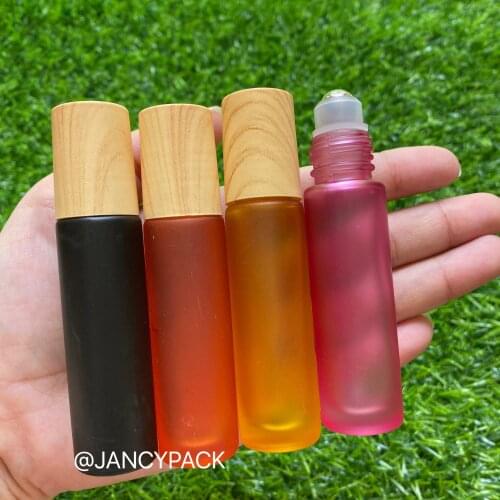 10PCS 10ml Portable Frosted Colorful Thick Glass Roller Essential Oil Perfume Bottles Refillable Rollerball Bottle Travel Use