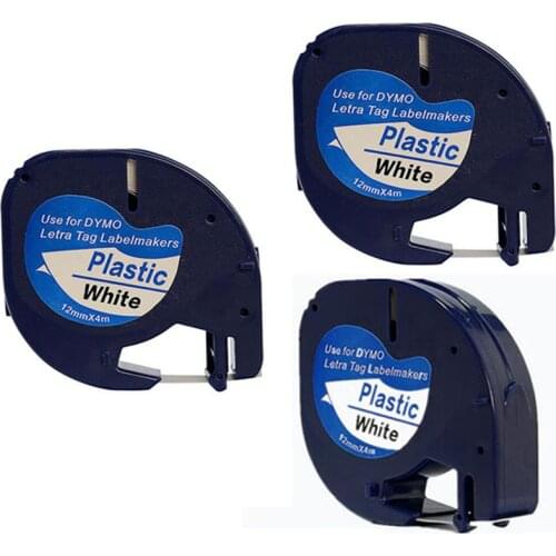 12*4MM Compatible Dymo 91201 Plastic Label Tape Great Stability Convenient Tag Label Printer Ribbon