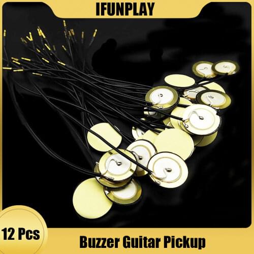 12pcs Guitar Buzzer Pickup with 2.5mm Plug Buzzer Piezo Electric Disc Acoustic Mandolin Ukulele DIY Transducer Pickup