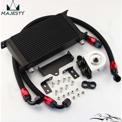 19 Row Engine Oil Cooler Kit with Filter Adapter For WRX 06-07 EJ20 EJ25 BLACK