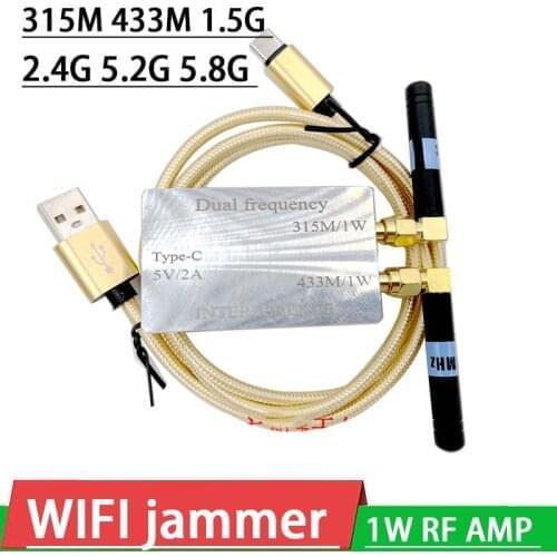 315Mhz 433Mhz 1.5G 2.4G 5.2G 5.8G WIFI signal Sweep Frequency Jammer RF amplifier W antenna FOR 2.4GHZ Bluetooth GPS router