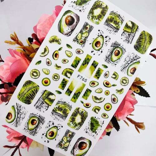 3D Nail Sticker Art Sweet Summer Fruits Avocado Kiwi Sliders for Nails Decoraciones Foil Adhesive Design Manicure Accessories