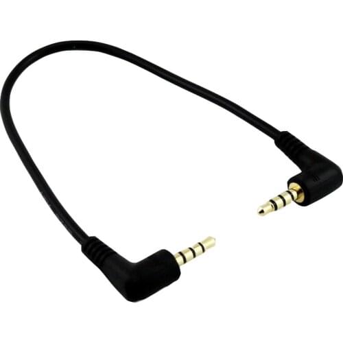 5x Gold Plated Plug Stereo 3.5mm 4 Pole Male to Male Right Angle Plug M/M Audio Short Connector Cable Cord 20cm