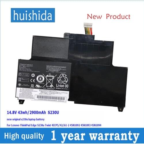 14.8V 43wh 45n1093 New original Laptop battery for Lenovo ThinkPad Edge S230u 45N1092 45N1094 45N1095 giro 4ICP5/42 /61-2 series