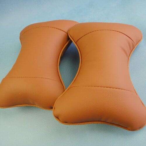 AUSFTORER 2PCS/Pair PVC Leather Car headrest Pillow Neck rest Cushion Seats Supports Auto Interior Accessories Universal Size
