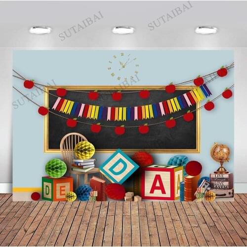 Back To School Themed Party Backdrop for Photography Students' Portrait Background Photocall Wood Wall Photo Shoot Supplies Prop