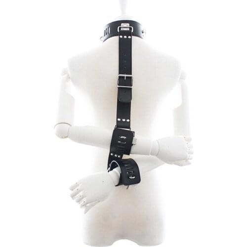 BDSM Male Female Flirting Toys Shackle Handcuffs Neck Hand Back Imprisonment Tool Tied And Bound Novelty Products Adult SM Toys