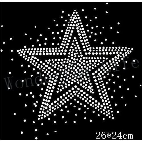 Free shipping single star with dots hotfix rhinestones transfer design motif bling for clothing