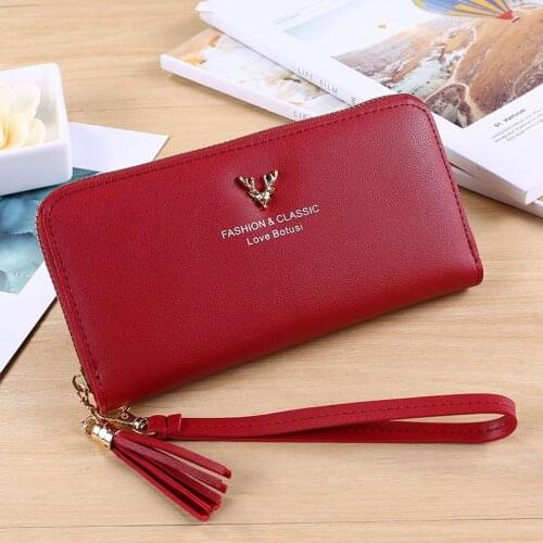 BOTUSI Fashion Christmas Deer New Long WomenWallet Female Case Phone Pocket Pouch Handbag Womens Purse Carteira Femme