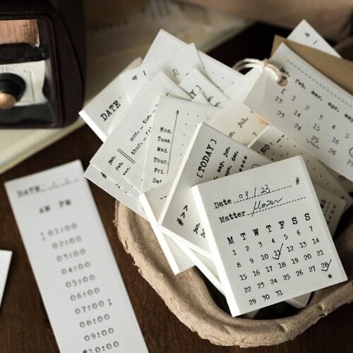50 Pcs/Set Retro Daily Time Plan Material Paper Junk Journal Planner Scrapbooking Vintage Decorative DIY Craft Paper