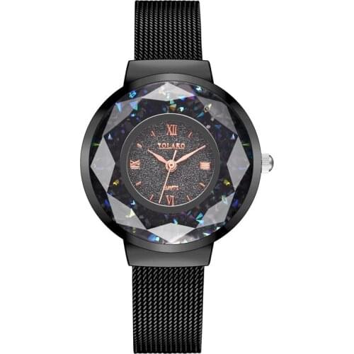 Elegant 2021 New Arrival Fashion Mesh Black Stainless Steel Women Quartz Watches For Lady Girls Casual Colorful Women Wristwatch