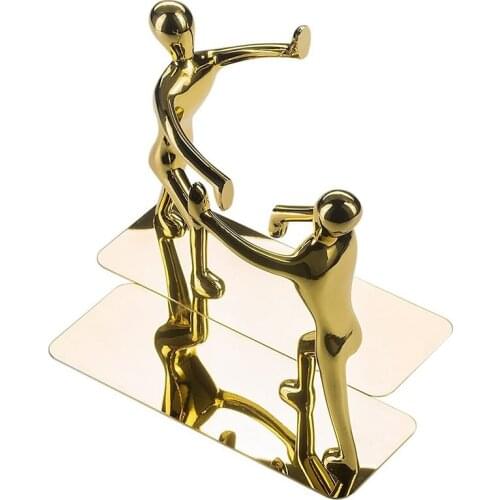 1 Pair Decorative Bookends Heavy Duty Man Book End Non-Skid Bookend Metal Book Ends for Book Support Book Stopper(Gold)