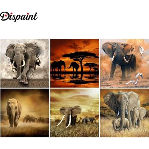 Dispaint Full Square/Round Drill 5D DIY Diamond Painting "Elephant scenery" 3D Embroidery Cross Stitch 5D Home Decor Gift