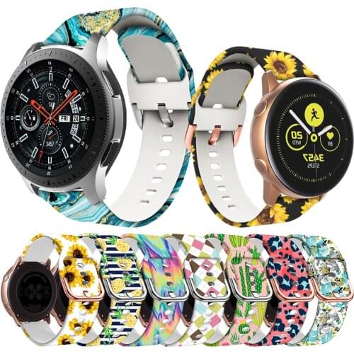 For Samsung galaxy watch Active 2 40 44mm/S3 Frontier Classic Silicone WristBand Printing Watchband For Garmin Vivoactive 4/3