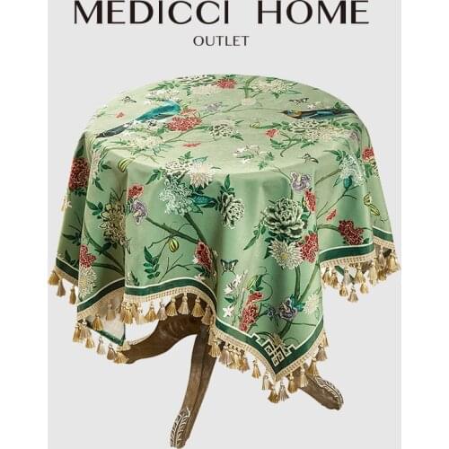 Medicci Home Velvet Tablecloth Brithsh Garden Kitchen Dining Tabletop Decor Round Table Cover For Parties Wedding Spring Summer