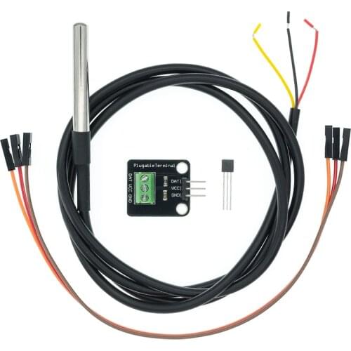 DS18B20 Temperature Sensor Module Kit Waterproof 100CM Digital Sensor Cable Stainless Steel Probe Terminal Adapter For Arduino