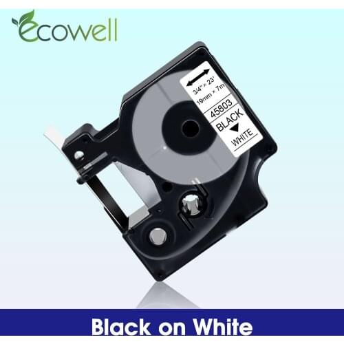 Ecowell Compatible Dymo D1 45803 Label Tapes Black on White 19mm*7m repalce for Dymo label manager 360D 500TS 300 Label Maker