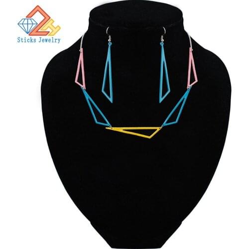Alloy Triangle Necklace Set Paint Factory Price Hot Fashion Casual Personality Hip HOP Jewelry