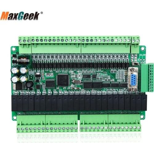 Maxgeek FX1N FX2N FX3U-48MR/48MR 24 Input 24 Relay Output 6 Analog Input 2 Analog Output PLC Controller