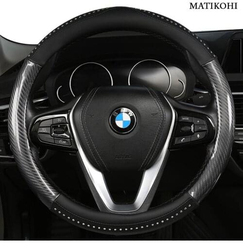 MATIKOHI Carbon Fiber Leather Car Steering Wheel Cover For Chevrolet Cruze Captiva Lacetti Aveo Niva Spark Sonic Trax Camaro