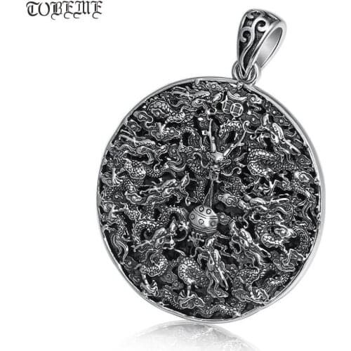 Handcrafted 100% 925 Silver Dragon Pendant vintage sterling silver Man pendant Powerful Dragon Pendant Hiphop Rock Jewelry