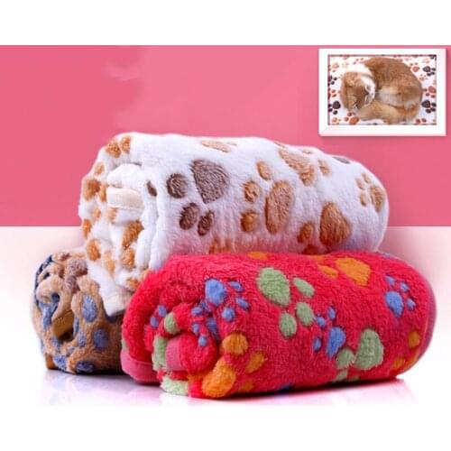 Lanke 1Pcs Winter Soft Dog Blanket,Pet Foot Print Bed Mat,Warm Sleeping Mattress for Dog Cat,Dogs Cats Cushion Pet Supplie