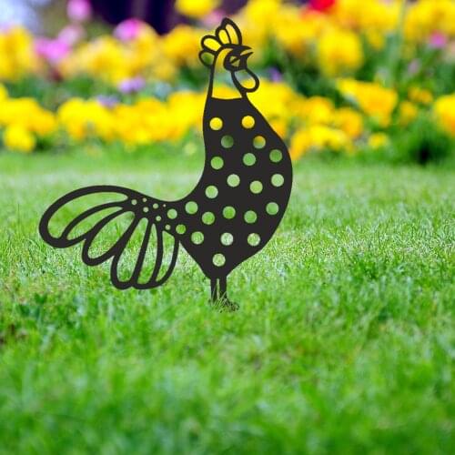 Cute Animals for Garden decoration Gardening Ornaments Yard Iron Art Squirrel Rooster Hen Outdoor Backyard Lawn Stakes Garden