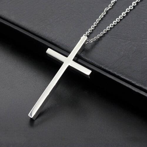 2019 New Cross Necklaces & Pendants for Men Stainless Steel Chain Christian Symbol Prayer Jewelry Friend Gift