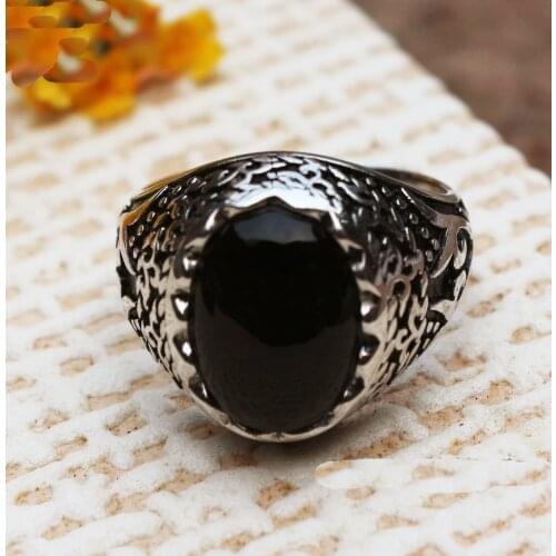 Real 925 Sterling Silver agate Stone men mens Vintage ring rings Turkey Jewelry wedding party gift A4511