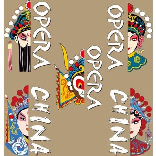 Clothes Printed Patch Deal with it Peking Opera Face Pattern Heat Transfer Printing Iron on Patches for Clothing Diy Design Logo