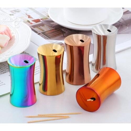 Stainless Steel Toothpick Holder Household Living Room Multicolor Metal Toothpick Box Portable Toothpick Bottle Kitchen Tool