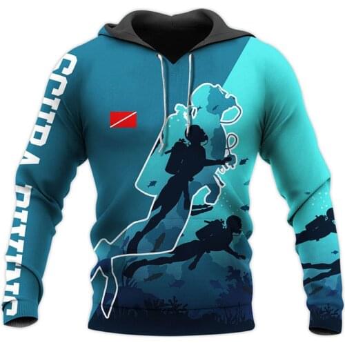New Mens/Female Harajuku Fashion Hooded Sweatshirt Scuba Diving Art 3D Overall Print Hoodie Autumn Casual Jacket