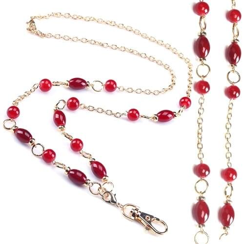 Red Beads Lanyard Necklace For Women Key Holder Lanyards Women ID Card Badge Holder Nurse Accessories