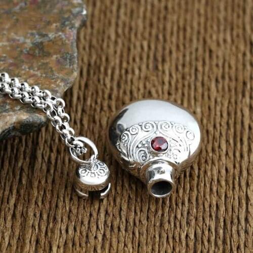 925 sterling silver buddha Perfume Bottle necklace pendant for men women Fashion Jewelry