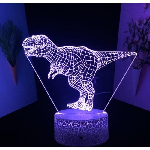 Dinosaur Series Standing Small Tyrannosaurus 3D LED Lamp Acrylic Light Guide Plate Touch Switch for Festival Birthday Gifts