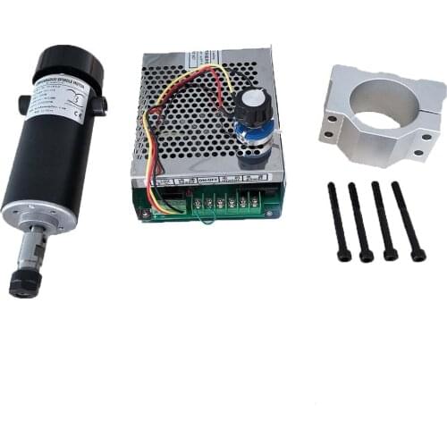 Air Cooled Spindle DC 500W 110V 12000RPM CNC 0.5kw Spindle Motor+Adjustable Power Supply + 52MM Clamp For Engraving Machine