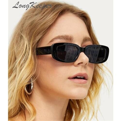 LongKeeper Small Rectangle Sunglasses Women Vintage Black Leopard Shades Candy Color Eyewear Square Sun Glasses